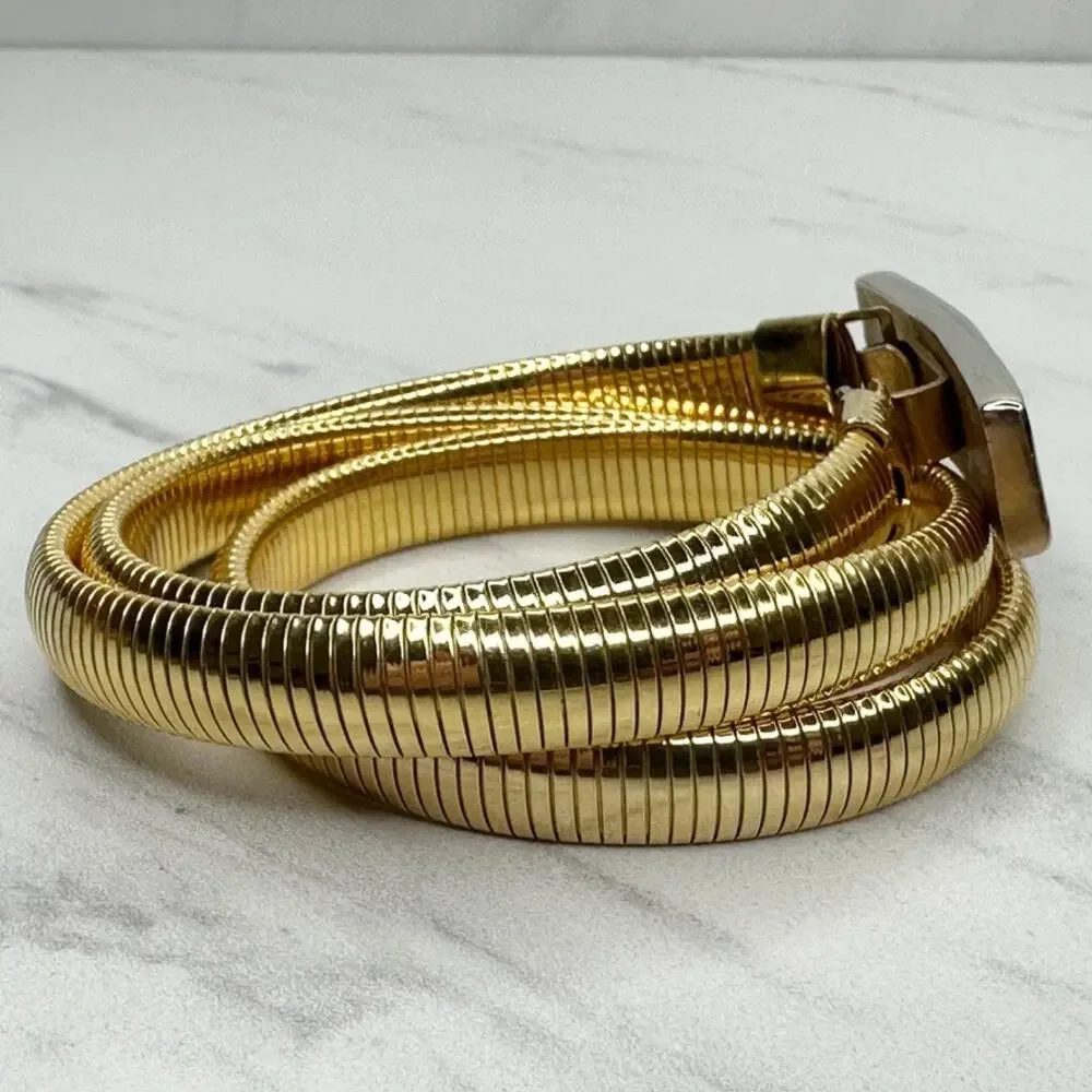 Vintage Gold Tone Coil Stretch Cinch Belt Small (S) ✨